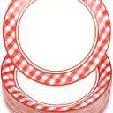 100Pcs Red and White Plates Gingham Checkered Plaid Dessert Plate, 7inch Disposable Paper Plates,Checkered Plaid Dessert Table Supplies for Picnic Barbecue Birthday Family Decorations