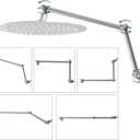 iFealClear All Metal 16" Shower Head Extension Arm, Solid Brass Shower Head Extender Adjustable Height Angle, G1/2 Universal Connection Stainless Steel Rain Showerhead Pipe, Lock Joint, Brushed Nickel