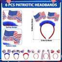 Huwena 12 Pcs 250th Anniversary 4th of July Headbands Glasses Patriotic Photo Booth Prop Fourth of July Accessories Decor Independence Day Party Favor Red White Blue Headband for Memorial Day Supplies