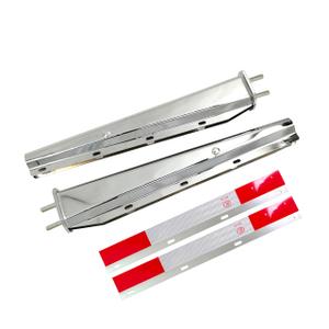 GaeaAuto Chrome Straight Spring Loaded Mud Flap Hanger Set 2.5" Bolt Spacing 30" Length with Aluminum Reflective Tapes Fit for Semi Trucks, 2 Pcs