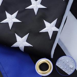 AZCOVER Embroidered Stars Thin Blue Line Flag, 3x5 FT Police Flags for Outdoor, Heavy Duty Back The Blue Banner Lives Matter with 2 Brass Grommets All Weather Lasting