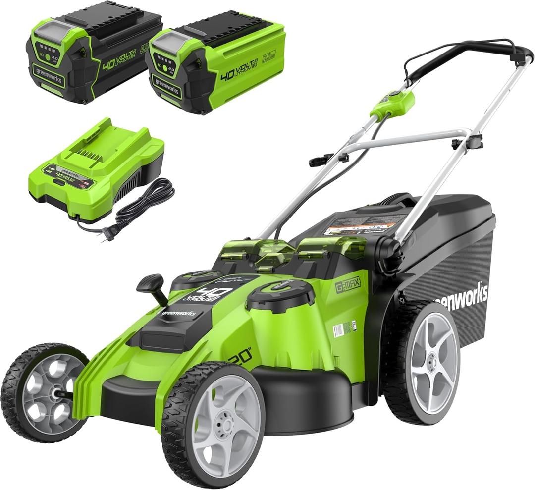 Greenworks 40V 20" Twin Blade Mower, 4.0Ah + 2.0Ah Battery