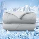 Cooling Comforter Queen Size, Double-Sided Cold Tech Fabric Quilted Bed Comforters Cooling Blanket for Hot Sleepers, Breathable Lightweight Summer Bedding, All-Season Ice Blanket, Light Gray (Queen(90"x90"))