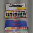 ARTISTRO Watercolor Paint Set 48 Colours in Portable Box, Includes Metallic and Fluorescent Paints, 2 x Brushes, Watercolour Paper, Acrylic Markers, Travel Set for Artist and Beginners