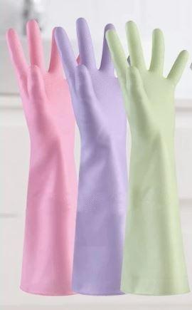 JiedHiur 6 Pairs Rubber Cleaning Gloves, Dishwashing Kitchen Gloves for Momen and Men, for Washing Dishes, Bathroom, Sink ( Purple 2, White 2, Pink 2) Size M