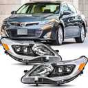 Headlights Assembly Pair for 2013 2014 2015 Toyota Avalon Halogen Projector Head Lamps Replacement Driver and Passenger Side,Chrome Housing Amber Reflector