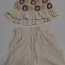 BemeyourBBs Toddler Girl Clothes Summer Baby Girl Embroidery Ruffle Tank Top Shrit Tassel Shorts Set 2 Piece Cute Boho Outfit (6-12 Months, Floral Apricot)