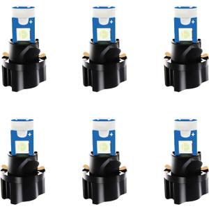 WLJH 6pcs Ice Blue 3/8" Twist Socket T5 Led Bulb Wedge 37 2721 74 3-SMD 3030 LED Dashboard Instrument Cluster Panel Indicator Dash Lights Bulb,Plug and Play