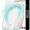 Heelkl AI Neck Fan, 4 Speeds Adjustable Portable Personal Fan Rechargeable, 4000 mAh Battery Faster Cooling Wearable Fan, Ultra Quiet for Home, Office, Travel, Outdoor - Champagne