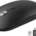 SABLUTE M31 Bluetooth Mouse for MacBook Pro/Air, iPad - Rechargeable Tri-Mode Wireless Mouse for 3 Devices (BT 5.2 + 2.4G), Sleek Slim Silent Mouse for Surface, Windows, Black