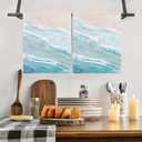 Beach Kitchen Towels Set of 2 Dish Towels Kitchen Hand Towels Absorbent Quick Dry Microfiber Cloth Dish Towel for Kitchen Drying 18" x 26",Coastal Ccean Sand Wave Blue Teal