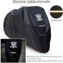 XYZCTEM Motorcycle Cover -Waterproof Outdoor Storage Bag,Made of Heavy Duty Material Fits up to 91 inch, Compatible with Harley Davison and All Motors(Black& Lockholes& Professional Windproof Strap)