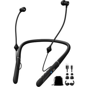 Air Tube Bluetooth Headphones with 28Hour Playtime,Emf Free Earbud for Radiation Protection,Anti Emf Headphone with LED Display, High Audio Quality,Mic and Control,Airtube Earphone for Sleep,Work,Gym