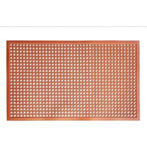 New Star Foodservice 54521 Commercial Grade Grease Resistant Anti-Fatigue Rubber Floor Mat, 36" x 60", Red