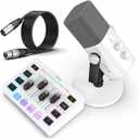 FIFINE Gaming Equipment Bundle, XLR/USB Streaming Dynamic Microphone with Audio Mixer Set, Podcast Recording Mic with Gain Knob, PC Mixer with Slider Fader Kit for Video, Game Voice-Ampligame KS5W (White)