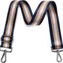 Purse Strap Silver Hardware Wide Bag Straps Replacement Crossbody Adjustable Shoulder Strap for Purses (Blackhardware-bluegoldwhite-306)