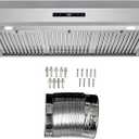 COSMO UMC36 36 in. Haven Collection 380 CFM Ducted Under Cabinet Range Hood, LED Lights, Touch Controls, Stainless Steel