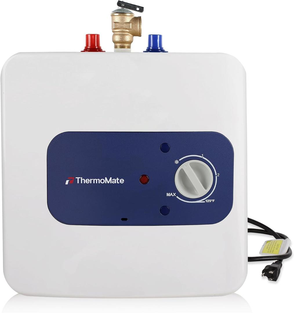 Electric Mini Tank Water Heater UL Listed, ThermoMate 2.5 Gallons Small Under Sink Water Heater for Point of Use Instant Hot Water 110V 120V, Wall or Floor Mounted, ES250