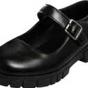 French Toast Girls Round Toe Ankle Strap Maryjane School Shoes - Mary Jane Chunky Platform Oxford Dress Shoe Pumps - Black/Navy/Brown 3