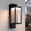 Motion Sensor Outdoor Wall Light LED Wall Sconce Black Mount Waterproof Exterior Light Fixture Aluminum Porch Lamps for Patio Entryway Doorway Fence Garage, 750LM 3000K