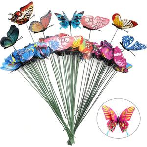 Double-Layer Butterfly Garden Posts, 30pcs Colorful Butterfly Decorations for Outdoor Gardens, courtyards, Flower beds, Indoor planters, Party Decorations - Waterproof Material