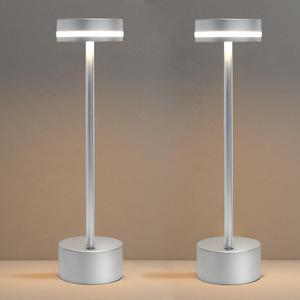 Cordless Table Lamp Set of 2,Rechargeable 5000mAh Outdoor Portable Table Lamps, 3 Color Stepless Dimming Battery Powered Lamp, Aluminum Bedside Touch lamp for Restaurant/Patio/Bedroom- Silver Cordless Table Lamp Set of 2,Rechargeable 5000mAh Outdoor Portable Table Lamps, 3 Color Stepless Dimming Battery Powered Lamp, Aluminum Bedside Touch lamp for Restaurant/Patio/Bedroom- Silver