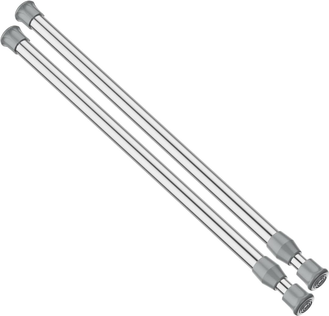 AIZESI Spring Tension Curtain Rod Short Tension RodSilver,16"-28"-2 Pcs)