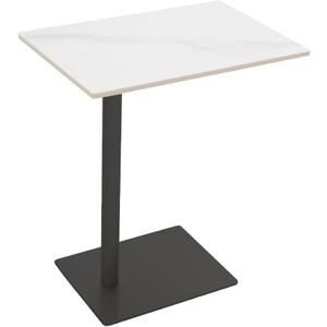 Marble Top Metal Gold C Shaped End Table Modern Sofa End Coffee Tray Side Desk for Couch Living Room Bedroom Black