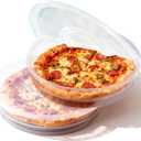 2 Pack 12 Inch Pie Carrier with Lid and Handle Reusable 2 Compartments Food Storage Container Plastic Pizza Storage Containers Round Pie Keeper for Cake Cheesecake Tortilla