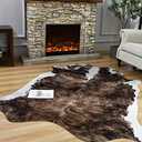 Easycozy Faux Cowhide Large Cow Print Rug - 5.2 x 6.3 Feet Thickened Elastic Rug for Bedroom, Living Room, Home Office, Western Decor