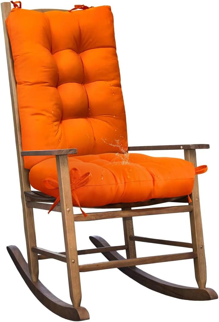 Waterproof Wicker Chair Cushion U-Shape Seat Cushion Set of 1 Patio Furniture Cushions Outdoor Rocking Chair Pad for Indoor Outdoor Orange
