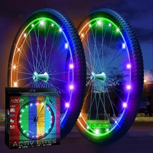 Activ Life 2-Tire Pack LED Bike Wheel Lights with Batteries Included, Get 100% Brighter and Visible from All Angles for Ultimate Safety and Style (Color-Changing)