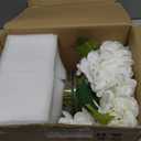 Hollyone Hydrangea Artificial Flowers with Vase White Silk Fake Flowers Arrangements in Glass Vase with Faux Water for Home Bathroom Office Table Centerpiece Shelf Decorations