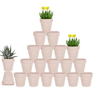 vensovo 3 Inch Pink Terra Cotta & Terracotta Pots with Drainage - 20 Pack Clay Flowerpots, Succulent Nursery Planter Great for Plants, Crafts, Wedding Favor (Pink)