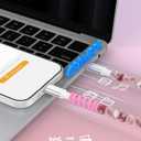 6 ft USB C Cable Charging Cord Beaded Charger for Apple Tangle-Free Bead for Carplay Car Play for iPhone 17 17e Air 16 16e 15 Pro Max Type C Wire for Samsung S26 S25 S24 S23 for Girls Women Purple