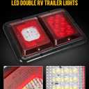 Partsam 2Pcs Double Led Trailer Tail Lights with Horizontal Mount Dual Stop Turn Tail Backup Reverse Lights 33 LED, Surface Mount RV Double Led Taillights, RV Double Led Tail Lights, Black Base