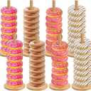 Giantree 4 Pack Donut Stand, Donut Stand For Dessert Table Donut Wooden Stand Donut Display Stand Tower Bagel Stand Holder Doughnut Stand 10.62in Long For Party Christmas Birthday New Year Wedding