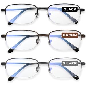 NOVIVON 2.0 Metal Reading Glasses Men - Durable Readers with Blue Light Filtering - Clear Vision (Black/Grey/Brown)