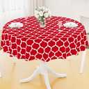 Smiry Round Plastic Table Cloth, Waterproof Vinyl Tablecloth with Flannel Backing for Round Tables, Wipeable Spillproof Tablecloths for Dining, Camping, Indoor and Outdoor (60" Round, Red)