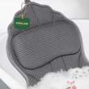 Bath Pillows for Tub, Luxury Bath Pillow Soft 4d Mesh, Bathtub Pillow with 6 Suction Cups, Ergonomic Bath Tub Pillows for Head and Neck, Bath Accessories for Women Relaxation Gifts (Grey)