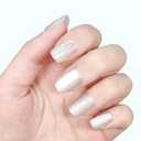 8 x Cat Eye Nails Short Squoval, Shimmery White, Small Size Press on False Nails, 24 Reusable Fake Nails With Stick on Adhesive Tabs