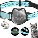 Waterproof Airtag Cat Collar, Breakaway Cat Airtag Collar with Luminous & Reflective Pattern Strap, Lightweight Kitten Collars for Apple Air tag, Hidden Holder for GPS Tracker - Cats, Kittens (9-13") (Mint Green)