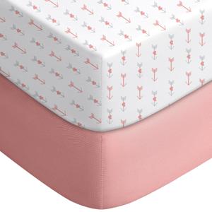 Yoofoss Baby Crib Sheets for Boys Girls, Fitted Crib Sheet 2 Pack for Standard Crib and Toddler Mattress, Super Soft Microfiber Baby Sheet 28x52x8in(Arrow)