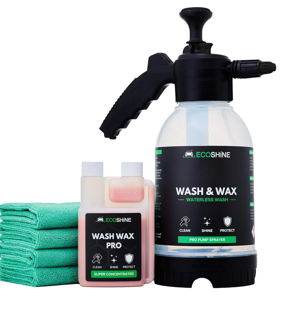 Waterless Car Wash Kit | Super Concentrated Rinseless Car Wash And Wax Formula With Non Foaming Detail Sprayer For Fast Car Detailing | Makes 16 Gal Of Ready To Use Waterless Wash And Wax