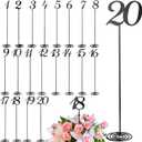 Therwen 20 Pcs Metal Table Numbers 1-20 Table Numbers for Wedding Reception 12 Inch Stainless Steel Party Desk Figure with Sturdy Holder Base for Banquet Wedding Party Event Catering(Black)
