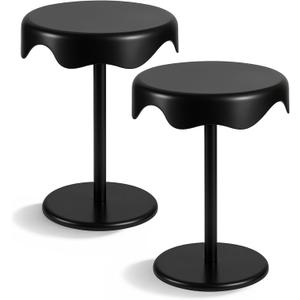 Geelin 2 Pcs Outdoor Side Table 16.5 Inch Black Round Plastic End Table Removable Weatherproof Modern Desk for Outside Patio Snacks Home Office Backyard Pool, 16.5 x 16.5 x 22.4 inches