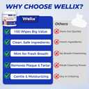 2 x Wellix 100 Count Dog Teeth Cleaning Wipes for Dogs & Cats - Natural Formula Dental Care Finger Wipes Reduces Dog Plaque, Tartar & Bad Breath - No-Rinse Disposable Dog Dental Wipes