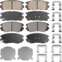 Front Ceramic & Rear Semi-Metallic Brake Pads Set Fit for Chevy Equinox 2010-2017, for GMC Terrain 10-17 with hardware, 8PCS