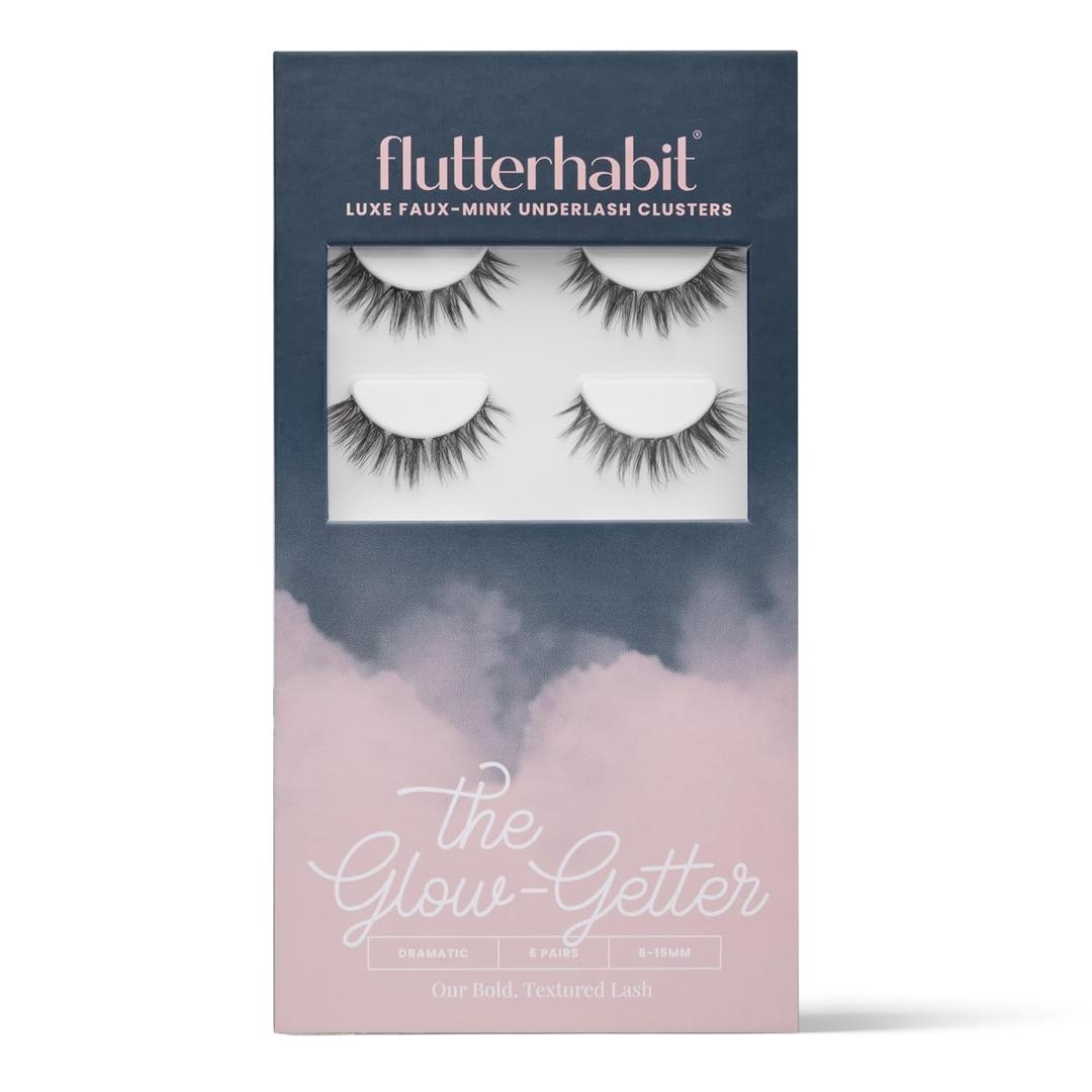 FlutterHabit Glow-Getter (1.0) Lash Clusters for Women, Salon Quality At Home Eyelashes Extension Kit, 6 Lash Sets, No Lash Glue Included