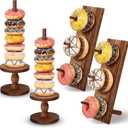 Zhehao 4 Pcs Donut Stand Acacia Wood Display Dessert Donut Wall Holders Bagel Stand Display Table Decoration for Party, Dessert Table, Birthday, Wedding, Baby Shower, Bridal Showers